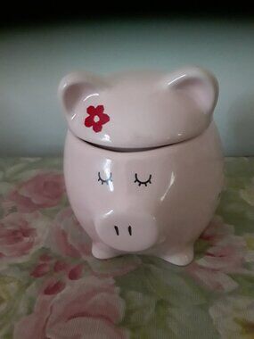 Pretty in Pink Pig Shaped Covered Jar
